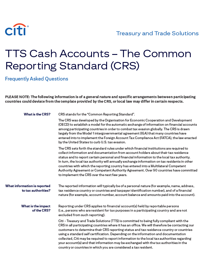 Common Reporting Standards (CRS) Overview